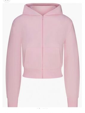 SKIMS Cotton Jersey Zip-Up Hoodie | Cherry Blossom NWT XL